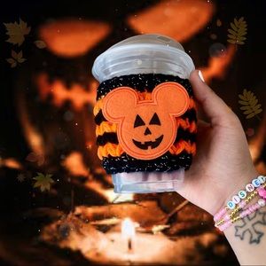 Mickey Pumpkin Halloween Crochet Coffee Cup Cozy Sleeve